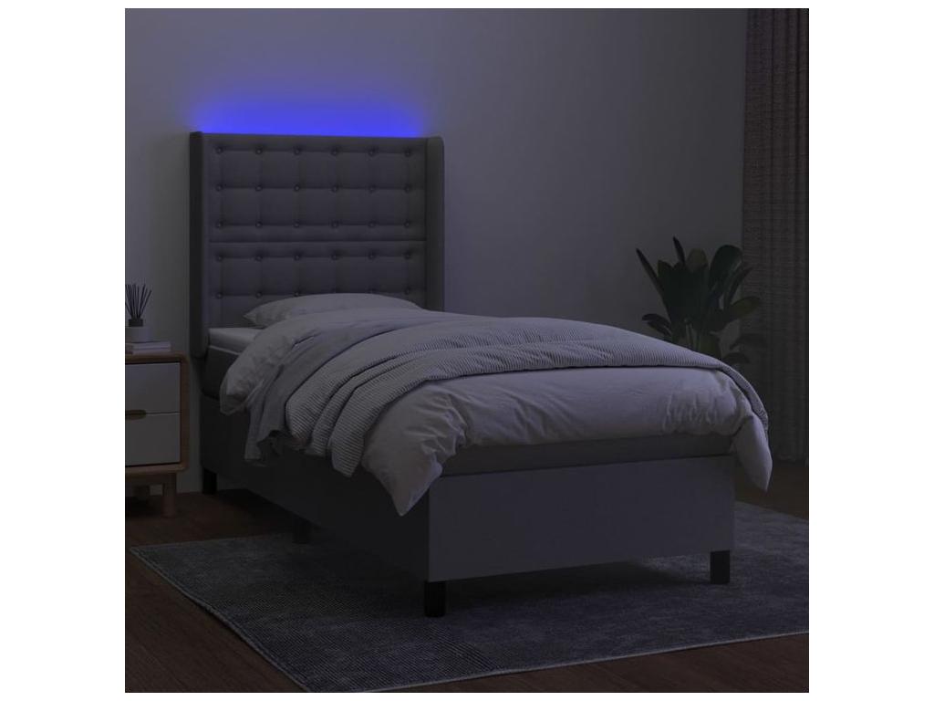 Sommier à Boislis de lit matelas LED Gris clair 100x200 Tissu OITD14327