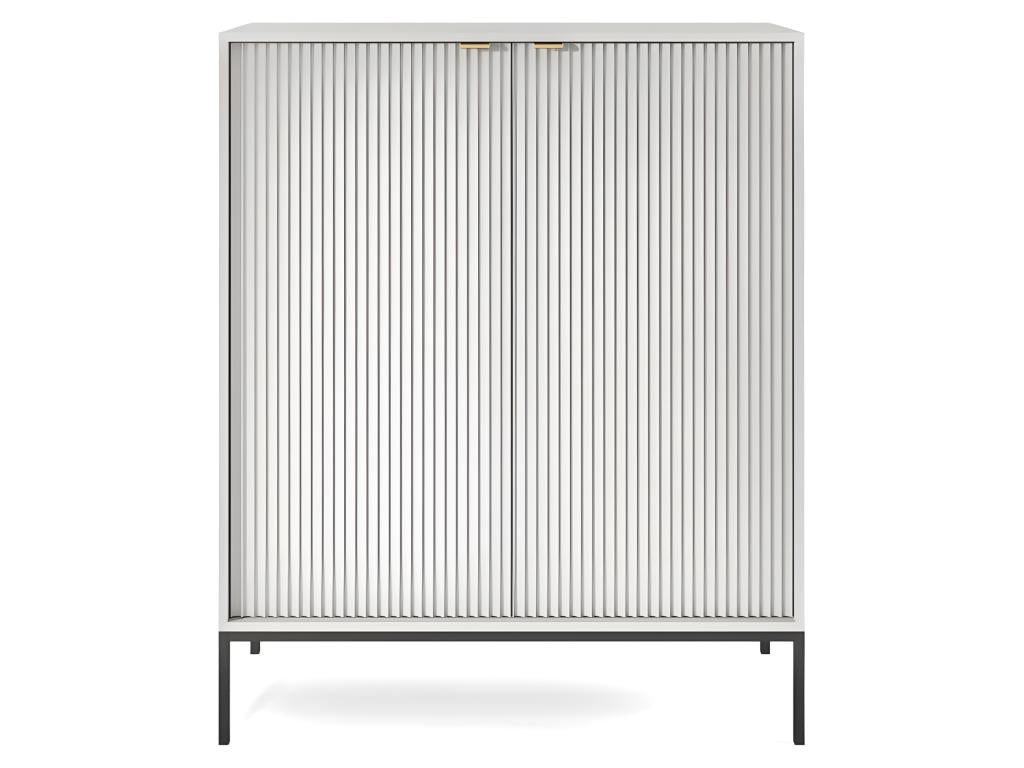 Commode universelle Gris 104x125x39cm pied métal 2 portes rainurés modèle Ventoriq BUMI62271