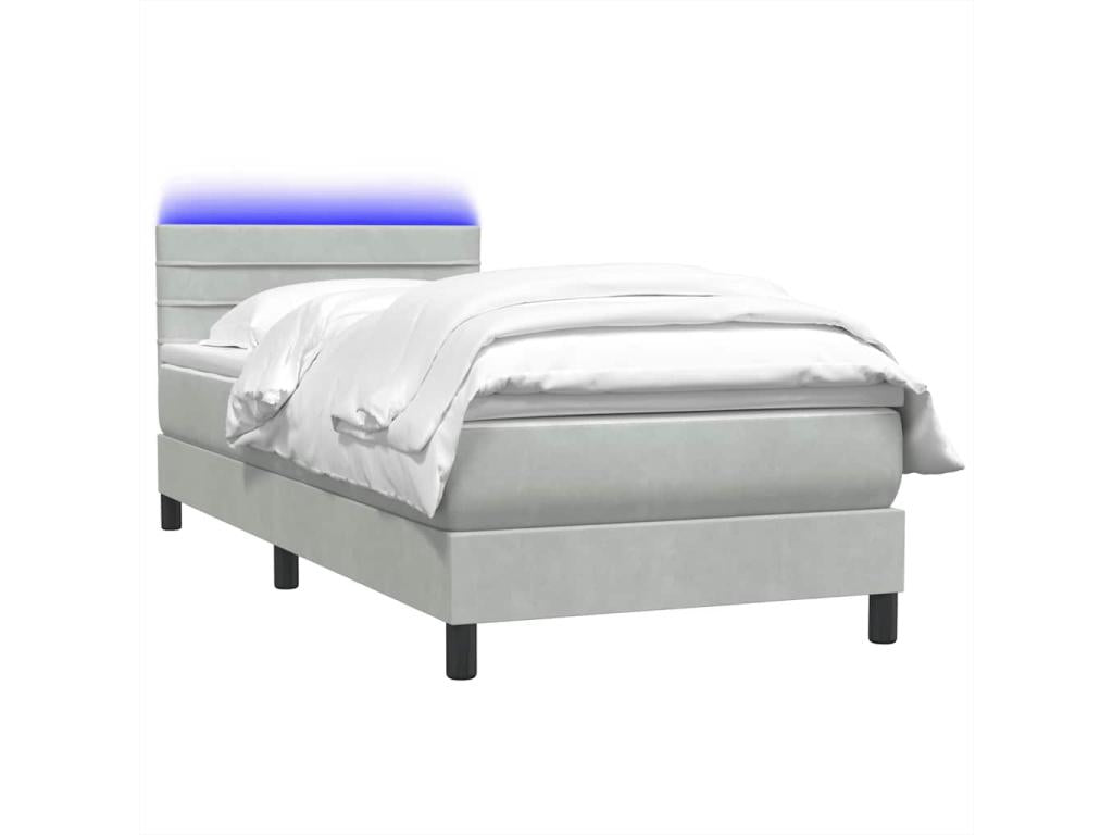 Sommier à Ventoriq de lit et matelas gris clair 80x220 cm velours YIKU93841