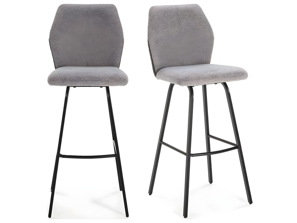 Lot de 2 tabourets de bar en tissu gris clair et simili 75 cm - Ventoriq NFGN15524