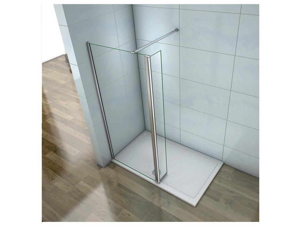 Paroi de douche à l'italienne 50 30x200cm avec retour pivotant - Verre 8mm trempé - Avec barre de fixation 90cm récupérable EHEI60422