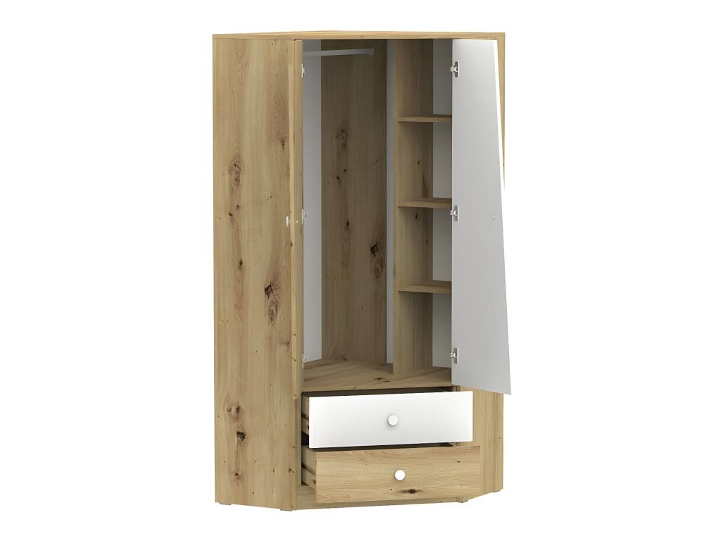 Armoire d'angle Ventoriq 101 Blanc - Chêne Ventoriq 191x87x87cm Nombre d'étagères 3 WGBV83302