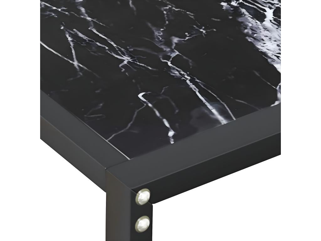 Table console Marbre noir 140x35x75,5 cm Verre trempé LAQN59727