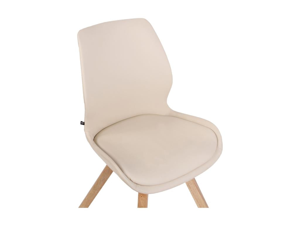 chaise salle à manger - Similicuir / Bois - Crème - Ventoriq JZIG05581