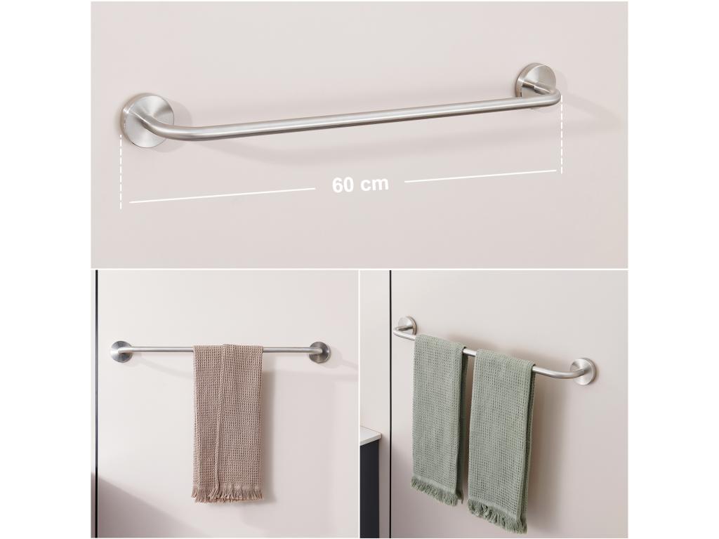 Colonne de Douche Chromée avec Mitigeur réglable en Hauteur 103-139 cm avec Douchette 3 Jets 60cm Porte-Serviettes Salle Bain Auto-adhésif/Perçage ZTIL47134