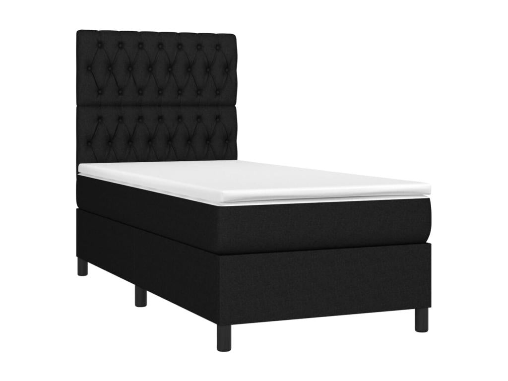 Lit à sommier tapissier avec matelas Noir 100x200 cm Tissu ODJO93597