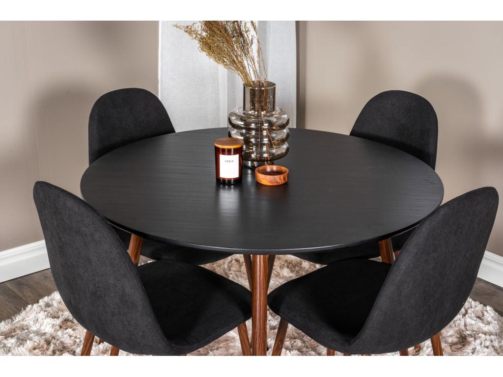 Ensemble table table noir PlazaBLWA100 et 4 chaises Ventoriq noir. DCEI71694