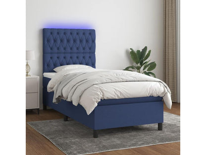 Sommier à lumière de lit et matelas et LED Bleu 100x200 cm Tissu MWWO33476