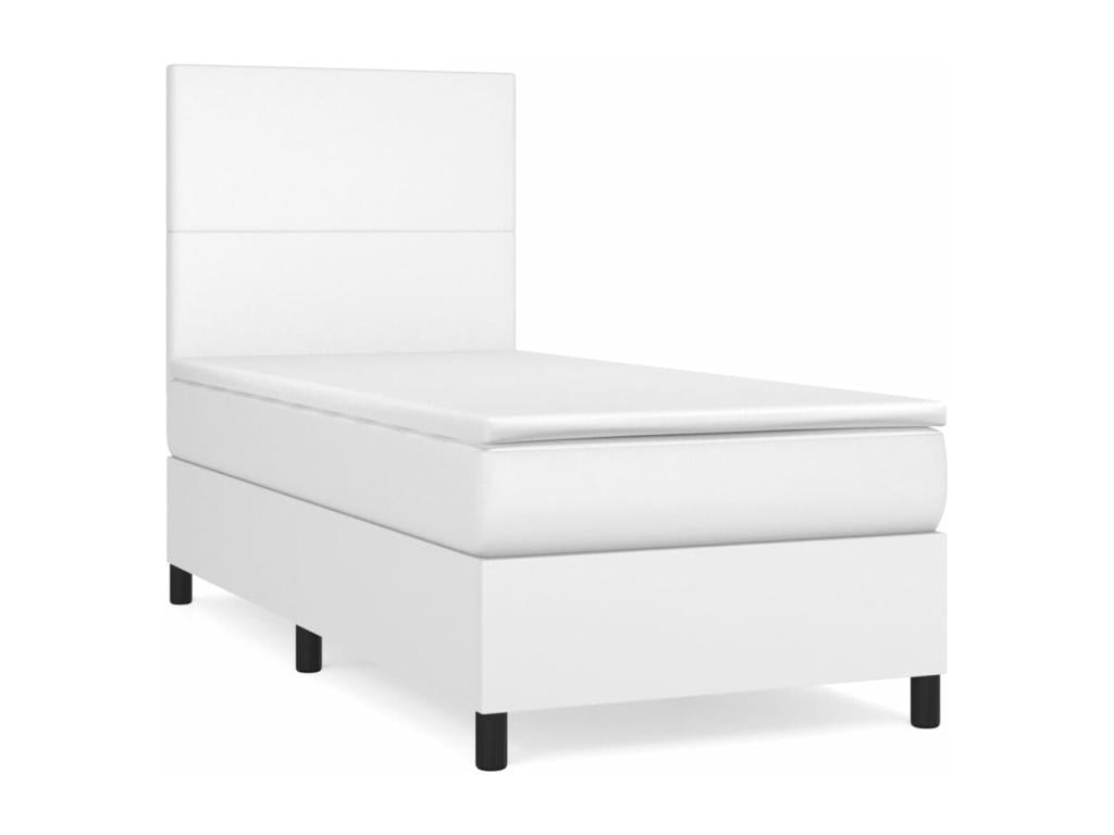 Sommier à Ventoriq de lit avec matelas Blanc 90x200 cm Similicuir LAHW62792