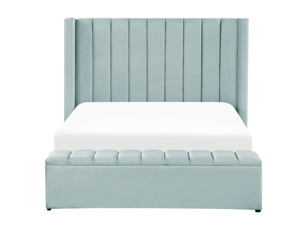 Lit avec banc de rangement Velours Lumenao 140x200 cm Vert menthe UGCS66736