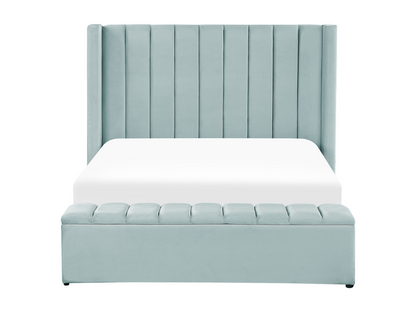 Lit avec banc de rangement Velours Lumenao 140x200 cm Vert menthe UGCS66736