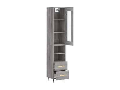 Buffet haut Ventoriq gris 34,5x34x180 cm Bois d'ingénierie ERZY48391