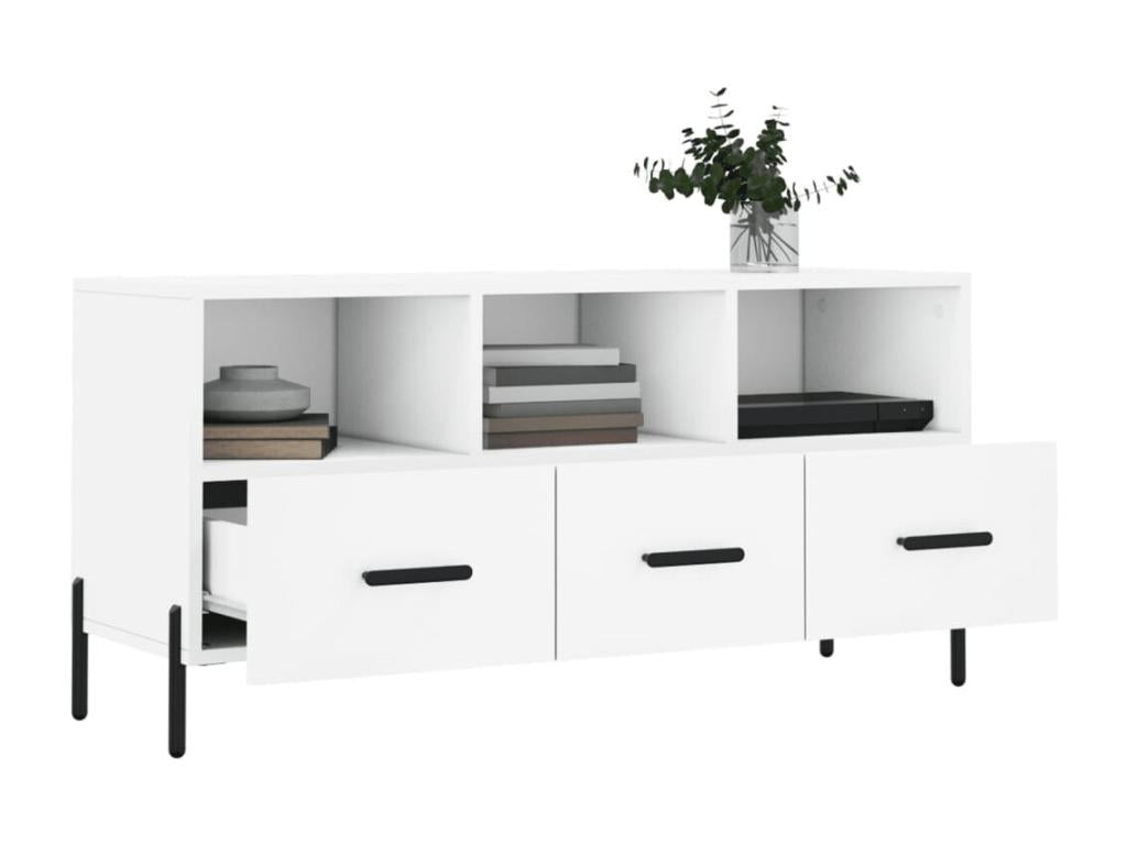 Meuble TV blanc 102x36x50 cm bois d'ingénierie XFBQ14712