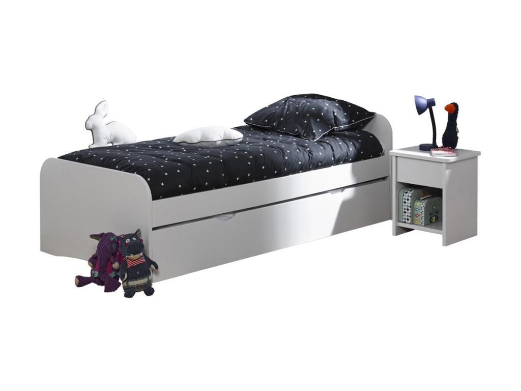 Pack lit avec matelas 90x200 cm bois massif blanc Ventoriq WZMS99701