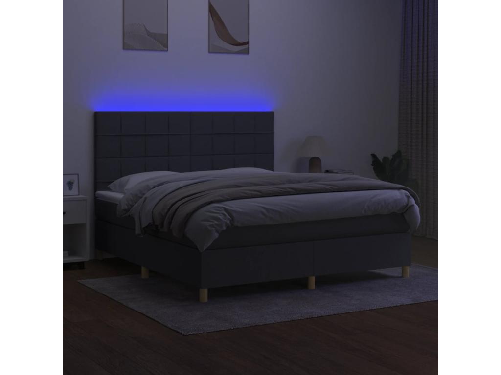 Sommier à Ventoriq de lit et matelas et LED Gris foncé 160x200 cm OAWN19509