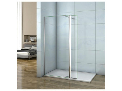 Paroi de douche à l'italienne 50 30x200cm avec retour pivotant - Verre 8mm trempé - Avec barre de fixation 90cm récupérable EHEI60422