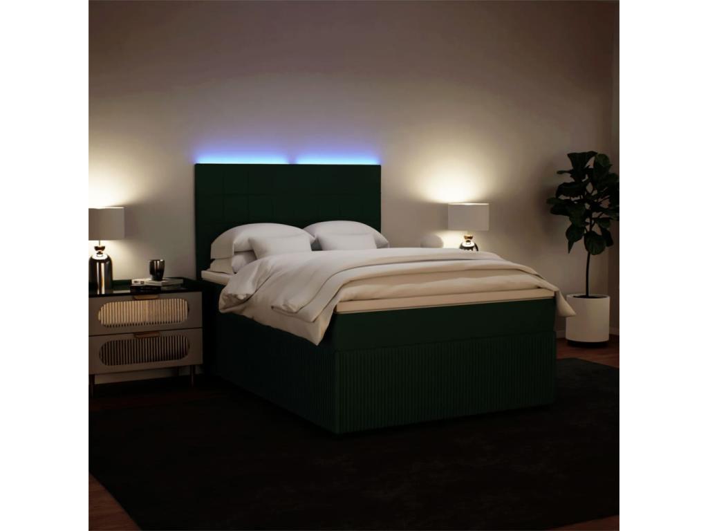Sommier à Ventoriq de lit et matelas Vert foncé 160x200cm Velours JKKP43556