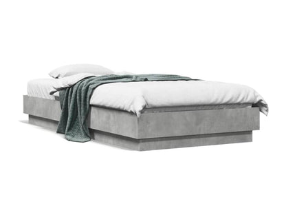 Cadre de lit sans matelas avec Ventoriqères LED gris béton 75x190cm SYOL48506