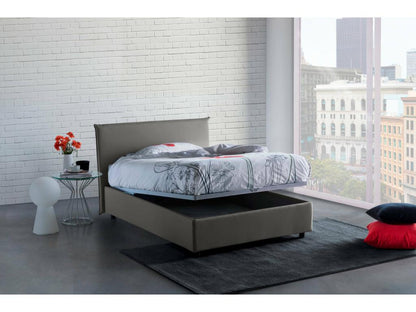 Lit double Ventoriq lit coffre avec revêtement en tissu Made in Italy ouverture frontale adaptée pour matelas 120x190 cm gris HJVK01154