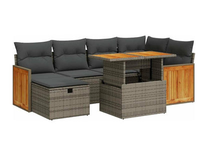 Salon de jardin 8 pcs avec coussins gris résine tressée UKPZ52223