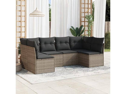 Salon de jardin 6 pcs avec coussins gris résine tressée YRVF13499