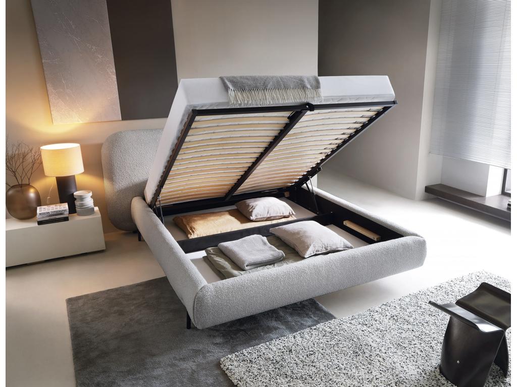 Lit coffre Ventoriq – Velours moderne et rangement optimisé-Couleur Gris clair-180x200 JUAD56240