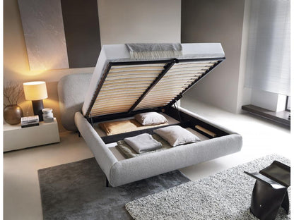 Lit coffre Ventoriq – Velours moderne et rangement optimisé-Couleur Gris clair-180x200 JUAD56240