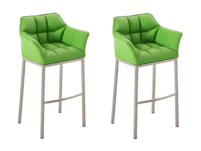 Lot de 2 Tabouret de bar - Similicuir / Métal - Vert - Ventoriq ONRM13128