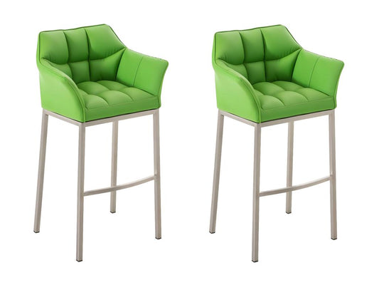 Lot de 2 Tabouret de bar - Similicuir / Métal - Vert - Ventoriq ONRM13128
