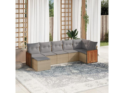 Salon de jardin avec coussins 7 pcs beige résine tressée IULK55378