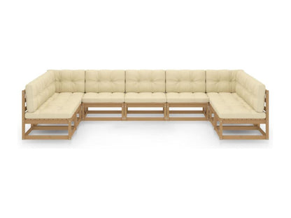 Salon de jardin 9 pièces avec coussins Marron miel Bois de pin QDHJ57620