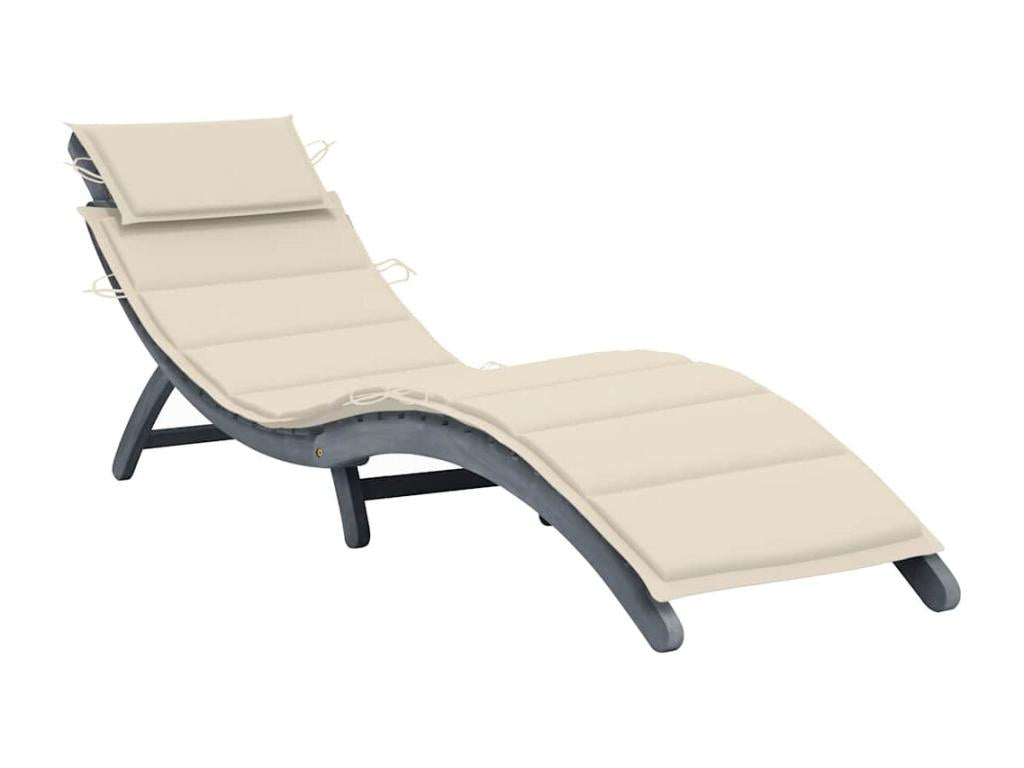 Chaise longue avec coussin Gris Bois d'Ventoriq solide JMJF51076