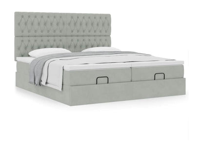 Cadre de lit ottoman et matelas gris clair 180x200cm velours GNUX73749