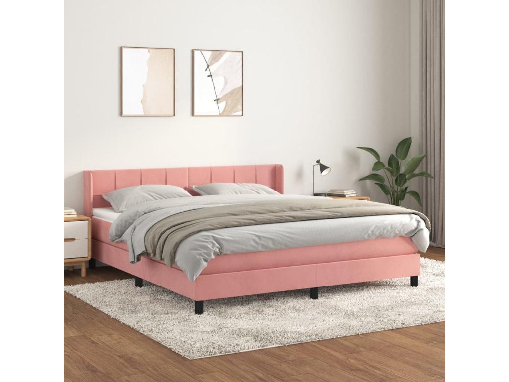 Lit à sommier tapissier avec matelas Rose 160x200 cm Velours ICPL36339