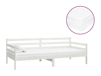 Lit de repos avec matelas 90x200 cm Blanc Bois de pin massif PFLH21420