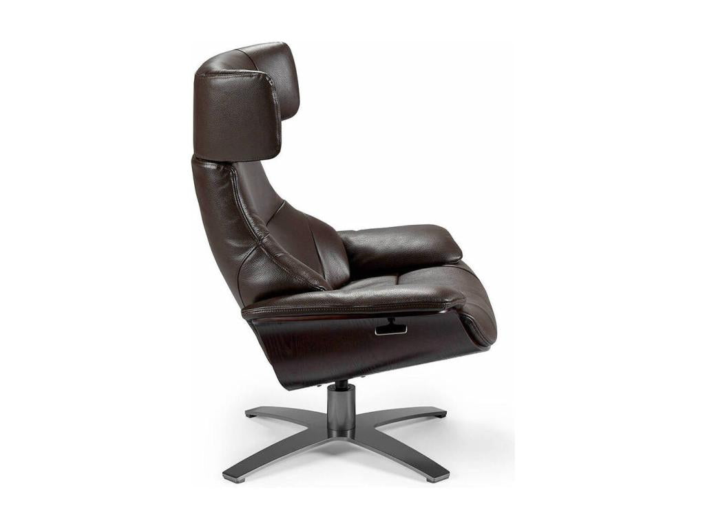 Fauteuil pivotant Ventoriq cuir avec mécanisme du dossier rabattable Ventoriq-Couleur Cuir Piel café ODSZ77527