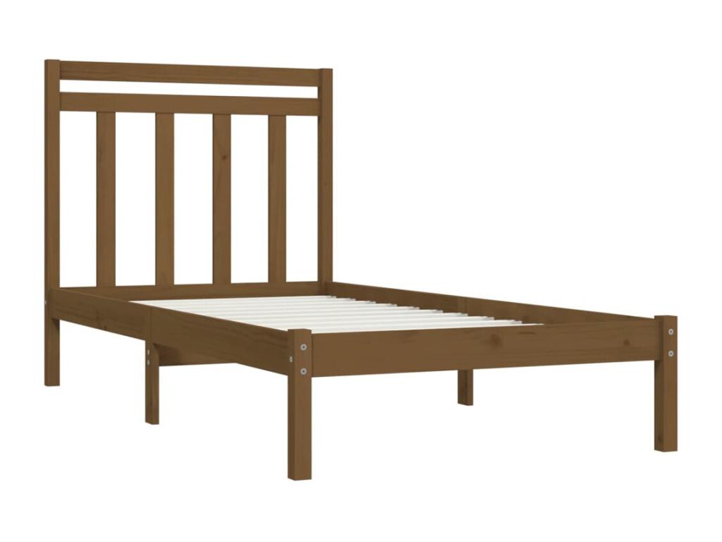 Cadre de lit sans matelas marron miel 100x200 cm bois massif KUSW72827