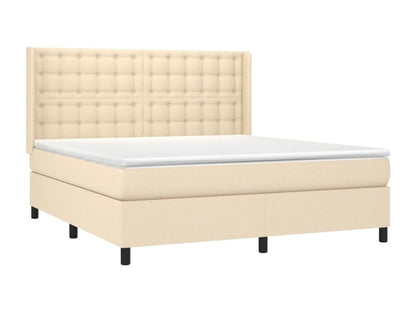 Sommier à Ventoriq de lit matelas et LED Crème 160x200 cm Tissu KDXO85068