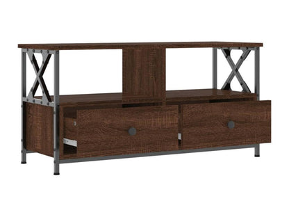 Meuble TV chêne marron 90x33x45 cm bois d'ingénierie et fer IMNP76965
