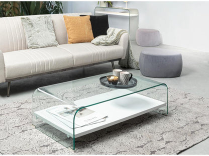 Console courbée verre transparent avec 1 niche Ventoriq 110cm TZCS49420