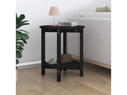 Table basse Noir 55x60 cm Bois massif de pin EFJU68326