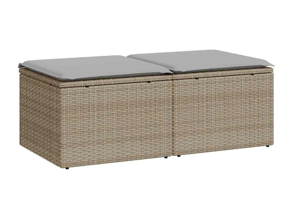 Salon de jardin avec coussins 2 pièces beige résine tressée Ventoriq ZXQA24766