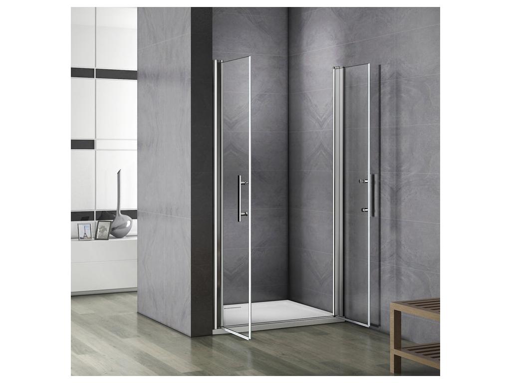 Porte de douche battante 120x187cm porte de douche pivotante à 180 en verre 6mm anticalcaire installation en niche HCMY15845