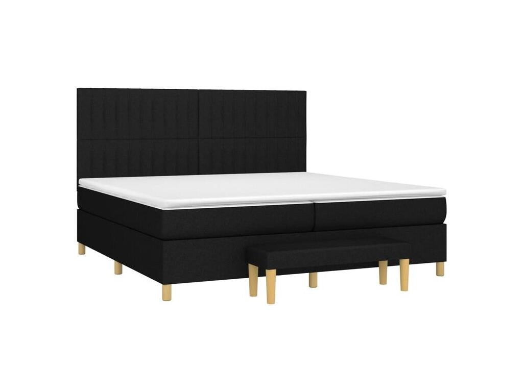 Sommier à Lumière de lit avec matelas Noir 200x200 Tissu NMBD31258