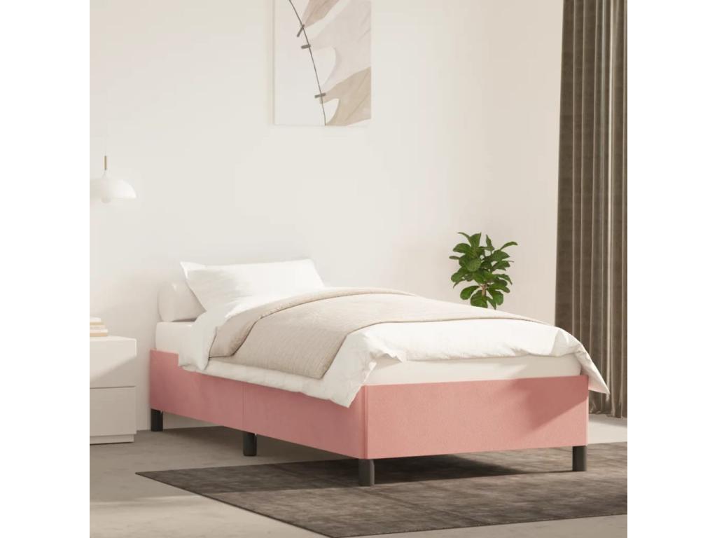 Cadre de lit Rose 100x200 cm Velours IQFM52100
