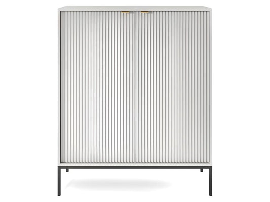 Commode universelle Gris 104x125x39cm pied métal 2 portes rainurés modèle Ventoriq BUMI62271