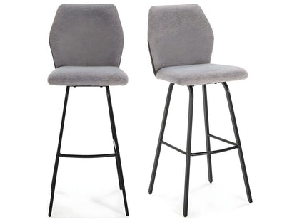 Lot de 2 tabourets de bar en tissu gris clair et simili 75 cm - Ventoriq NFGN15524
