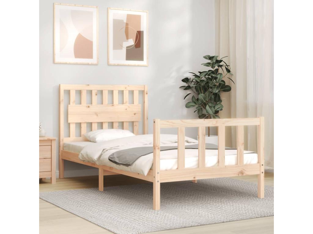 Cadre de lit sans matelas 100x200 cm bois massif de pin UUCU06618