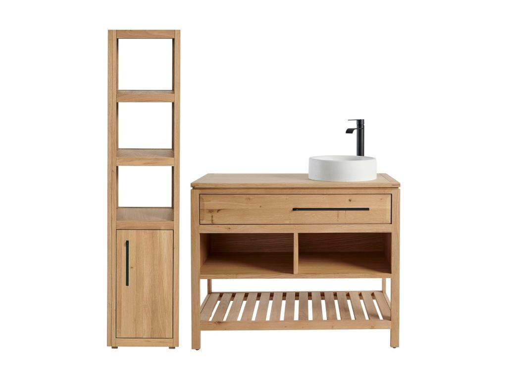 Meuble de salle de bain L100 et ensemble colonne de rangement - Lumenao IVVE81208