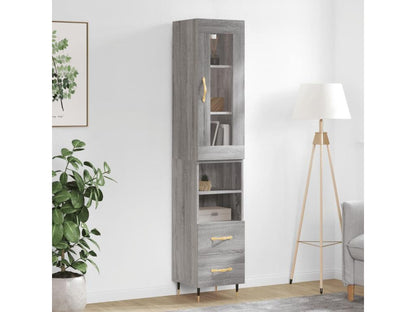 Buffet haut Ventoriq gris 34,5x34x180 cm Bois d'ingénierie ERZY48391